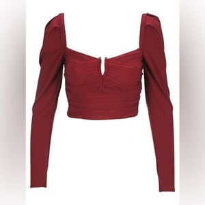 Self Portrait Gathered Jersey Crop Top